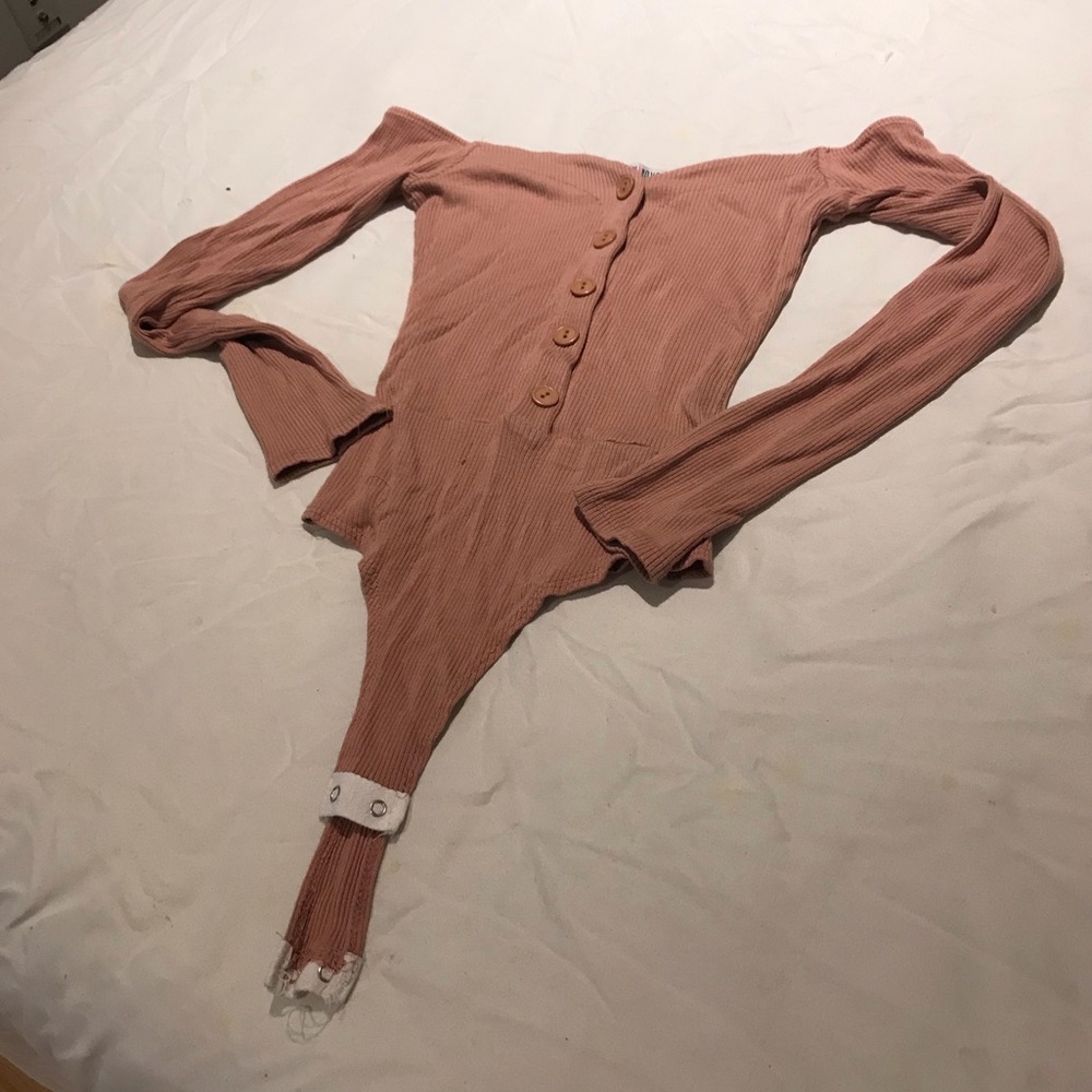 Salmon Off The Shoulder Body Suit